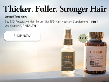 hair thickening serum and hair growth supplement bottle